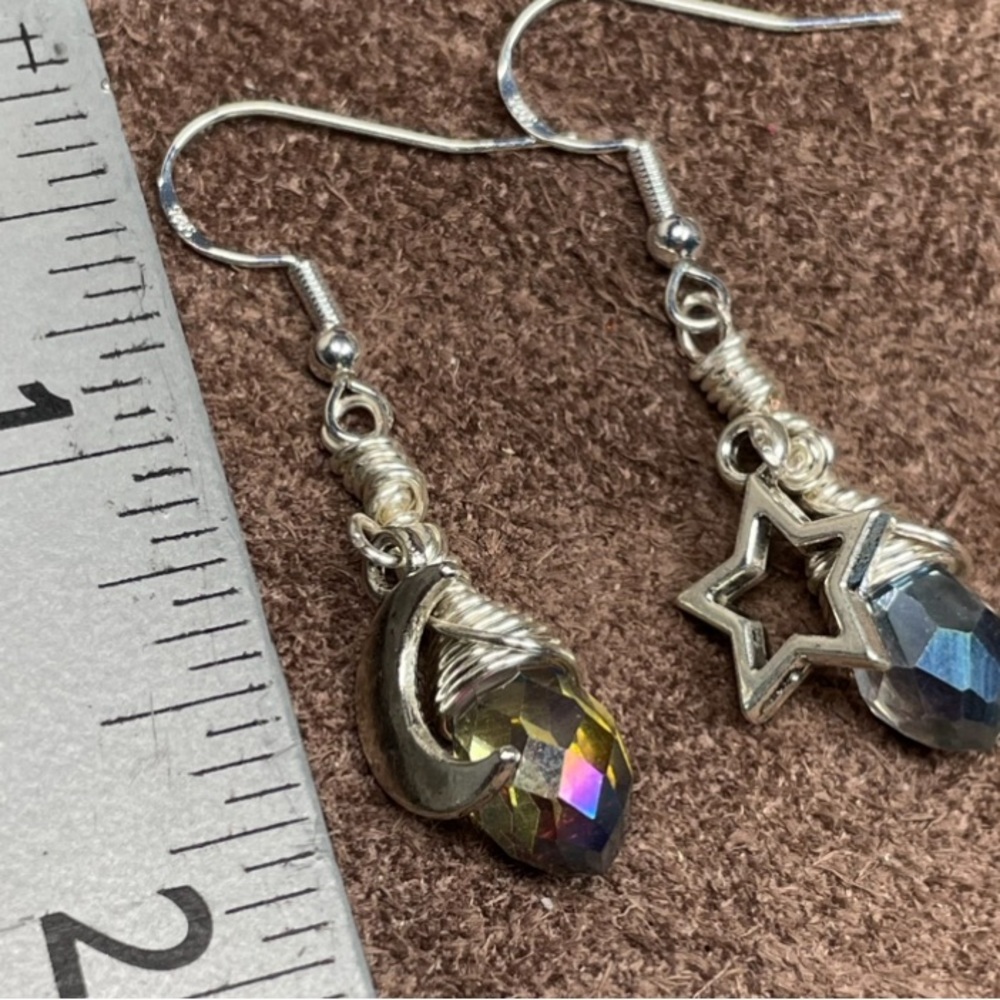 Austrian Faceted Crystals Celestial Drop Earrings Boho Style Jewely - Picture 17 of 17